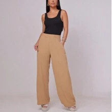 Women Pants - 米色 - 查看 2