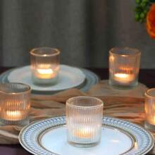 72/96 Pieces Desktop Center Decor Wishing Candle Holders, Transparent Glass DIY Wax Filled, Romantic Tea Light Candle Holders, Suitable For Valentine's Day, Wedding Decoration, Gifts, Home Decor (Transparent, 72/96) - trong suốt - Xem 4