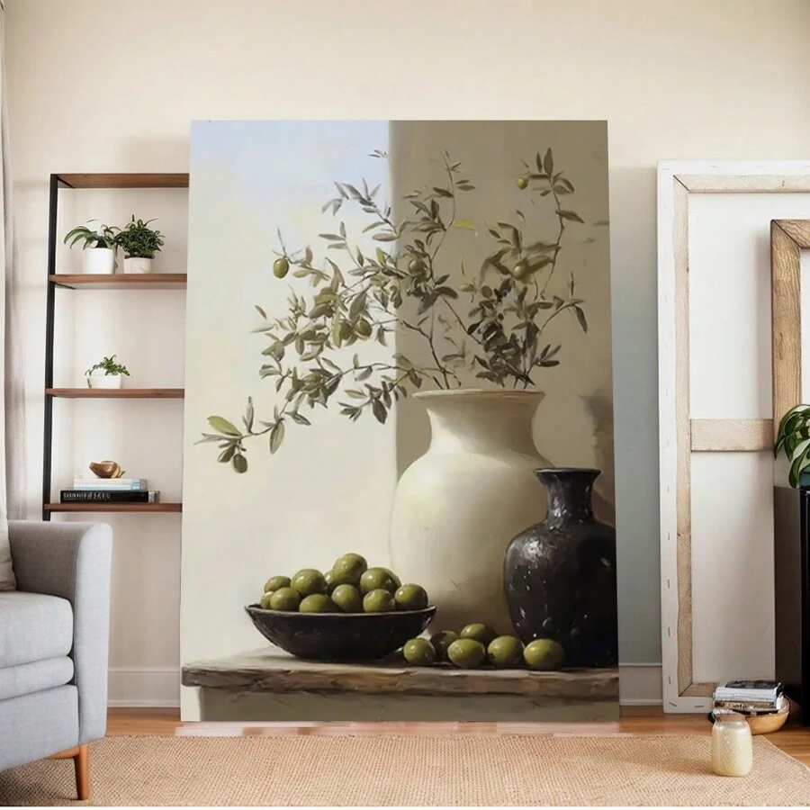 Large Canvas Wall Art, Modern Botanical Vase Painting, Plant Decor Poster For Living Room Bedroom, Contemporary Home Decoration Gifts - Unframed - View 1