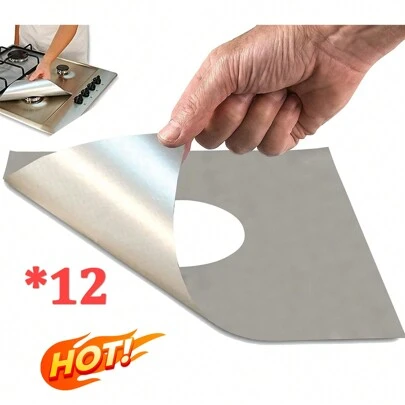 Tapas para quemadores de cocinas de gas (paquete de 12) - 10.6<<*10.6» Tapas antiadherentes reutilizables extra gruesas para quemadores de cocinas de gas, tapa protectora resistente al calor para cocinas de gas - Mantiene la cocina limpia