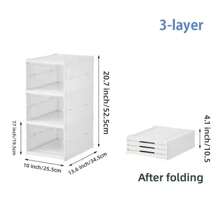 3 Layers Foldable Shoe Rack Organizers Stackable Dustproof High-Top Transparent Sneaker Cabinet Multilayer Fold Solid Shoe Rack Cloth Shoe Storage,Cozy Home Requirements - Multicolor - View 11