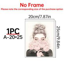 1/4 件女性花卉墙艺术水彩花卉、复古帆布印刷品、手捧鲜花的女性海报、现代抽象女性、帆布墙艺术、女性花卉艺术、女孩房间的审美女性海报、墙壁艺术装饰壁画、家居装饰、海报艺术、帆布墙海报、卧室客厅走廊装饰