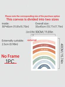 1pc Rainbow Positive Affirmation Canvas Print, Kid's Room, Nursery Or Classroom Wall Art, Frameless