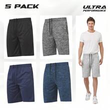Mens 5 Pack Athletic Running Shorts, Basketball Gym Workout Shorts For Men With Zippered Pockets - 段染灰/藍色/炭灰色,海軍藍,黑色 - 查看 2