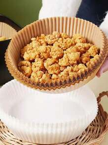 50/75/100pcs Round Parchment Paper, Rectangular Oven Cooking/Air Fryer Liners, Suitable For Bread, Potato, Toast, Pizza, Fried Chicken, Fries, Roast Chicken, Egg Tart, Heat-Resistant, Waterproof, Oil-Proof