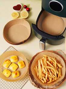 50/75/100pcs Round Parchment Paper, Rectangular Oven Cooking/Air Fryer Liners, Suitable For Bread, Potato, Toast, Pizza, Fried Chicken, Fries, Roast Chicken, Egg Tart, Heat-Resistant, Waterproof, Oil-Proof