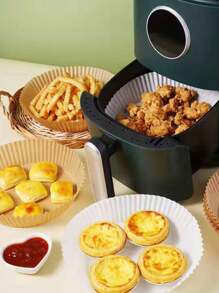50/75/100pcs Round Parchment Paper, Rectangular Oven Cooking/Air Fryer Liners, Suitable For Bread, Potato, Toast, Pizza, Fried Chicken, Fries, Roast Chicken, Egg Tart, Heat-Resistant, Waterproof, Oil-Proof