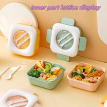 1pc Plastic Lunch Box/Square Microwave Lunch Box (With Lid)/Portable Insulated Lunch Box - Multicolor - View 3