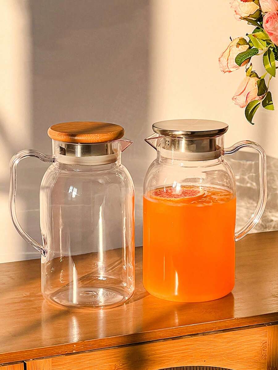 LTHERMELK Carafe En Verre De 1,5 L, Carafe Avec Couvercle Et Bec Verseur, 1, 5 L D'eau Froide Ou Chaude, Pour Thé Glacé Et Jus Faits Maison