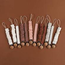 2 件/包带松紧带的奶嘴夹 | 婴儿奶嘴链夹 | 通用奶嘴夹，带山毛榉木扣，适用于婴儿出牙玩具牙胶 | 男孩女孩的理想婴儿礼物 - 彩色 - 查看 2