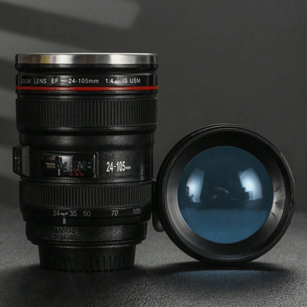 1pc Mini Camera/350ml Lens Shaped Coffee Cup, Suitable For Outdoor Travel, Camping And Back To School Season - Black - View 1