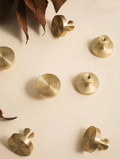 2 قطعة / 5 قطع مقابض ذات ثقب واحد من الذهب، مناسبة لأبواب الخزائن والأدراج والخزانات وأبواب الخزانة والخزانة وأثاث الجرار، من مادة النحاس الأصفر، تأتي مع البراغي