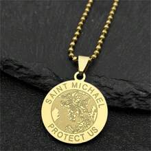 Archangel St.Michael Protect Us Necklace For Women Men Stainless Steel Saint Michael Chain Jewelry