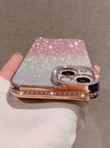 奢华水钻亮片电镀银色手机壳，兼容 17/16E/15/14/13/12/11/X/XS Max/XR/Pro Plus，Galaxy A02S-A07/A12-A17/A22-A26/A32-A36/A50-A56/S20-S25，荣耀 Magic，OPPO Reno，小米，Infinix Smart - 粉色 - 查看 6