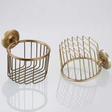 Tissue Box Toilet Roll Holder Stand Toilet Lavatory Tissue Box Hanging Rack Antique Bath Towel Wall Mounted - Gold - View 3