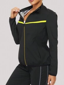 1Set Sweat Sauna Suit Silver Coated Jacket Pants Sweat Suit Gym Sporty Fitness