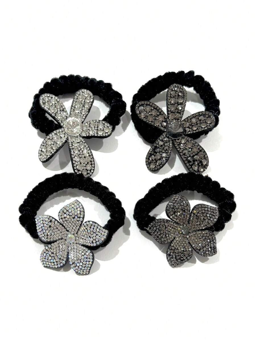 Faixa de cabelo com flor de diamante brilhante para meninas/corda de cabelo - Multicolorido - Visão 1