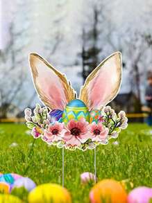 1 szt. Wielkanocna ozdoba gruntowa, pusty materiał na deskę, styl kreskówki, wielokolorowy, odpowiedni do podwórka, dekoracja ogrodu na zewnątrz jesienią/zimą