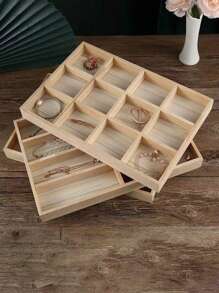 天然木质珠宝手表展示托盘，戒指、耳环、手链、项链收纳盒，阳光旅行清凉返校