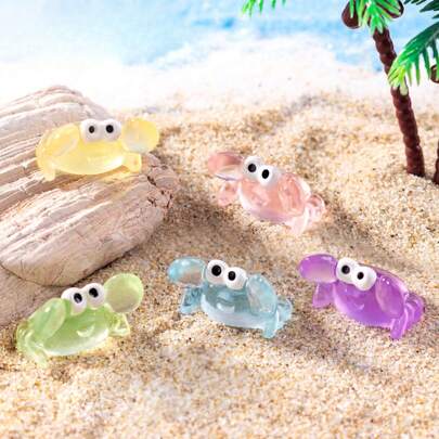 10/20/30/50 piezas Figuras en miniatura de cangrejos de resina luminosa para decoración de acuario, jardín de hadas, paisaje en miniatura, decoración y juguetes para fiestas de adolescentes (color aleatorio)
