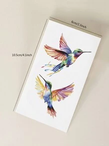 6pcs Colorful Hummingbird & Floral Pattern Temporary Tattoos, Waterproof Body Art Stickers For Men/Women, Daily, Party, Holiday Gift, Finger, Wrist, Shoulder, Neck, Collar Bone