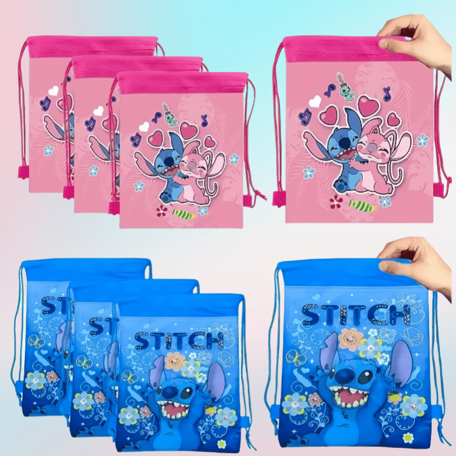 Disney 1 pezzo/3 pz/6 pz Borsa da immagazzinaggio con motivo Stitch di Lilo e Stitch, Borsa con coulisse Stitch, Borsa multifunzione antipolvere per decorazione di feste, regalo di compleanno, vacanze, Natale, San Valentino (Alcuni colori e stili sono casuali), Scatola regalo per feste, Scatola da imballaggio regalo