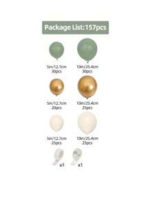 Kit de decoração para arco de balões de látex verde, dourado e creme com 157 peças, adequado para festas de aniversário, bodas, casamentos, festas de fim de ano, reuniões familiares, revelação de gênero, chá de bebê, decoração de volta às aulas