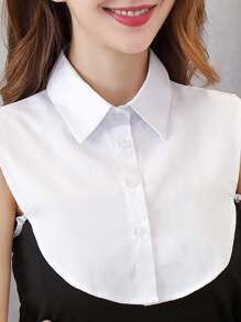 1pc Women's Detachable Solid Color Pointed Collar Sweater Decoration Shirt, Versatile For Daily Wear, All Season For Dress For Christmas Decor - Multicolor - View 5