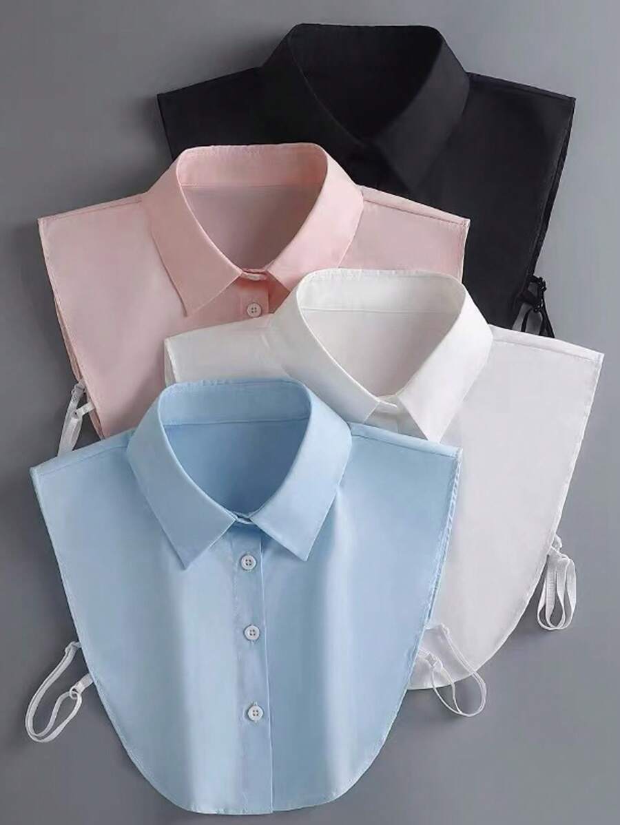 1pc Women's Detachable Solid Color Pointed Collar Sweater Decoration Shirt, Versatile For Daily Wear, All Season For Dress For Christmas Decor - Multicolor - View 1