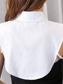 1pc Women's Detachable Solid Color Pointed Collar Sweater Decoration Shirt, Versatile For Daily Wear, All Season For Dress For Christmas Decor - Multicolor - View 4