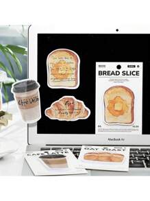 2 件/包创意学生便笺本，带有面包和咖啡“好天气”系列图案，可用作学校用品，返校