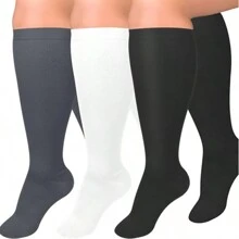 3 Pairs Of Sports Compression Socks, Plus Size Compression Socks For Men And Women, Extra Wide Calf Knee High Socks For Blood Circulation Support (Black, White, Gray) - H (Compression Socks 3-piece Set Black + White + Gray 2XL) - View 5