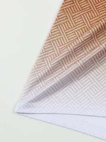 Set de 2 piezas Conjunto informal de vacaciones para hombres, camisa polo de cuello con cremallera con estampado floral de colores brillantes de verano + pantalones cortos, conjunto cómodo - Bronce - Ver 6