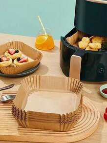 50/75/100pcs Round Parchment Paper, Rectangular Oven Cooking/Air Fryer Liners, Suitable For Bread, Potato, Toast, Pizza, Fried Chicken, Fries, Roast Chicken, Egg Tart, Heat-Resistant, Waterproof, Oil-Proof