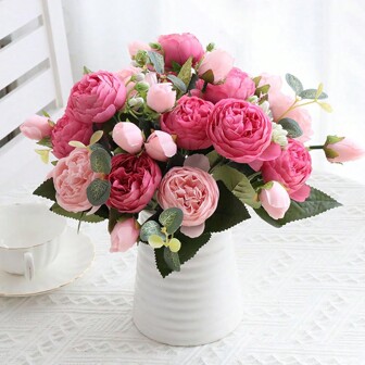 1 Bouquet/3 Bouquets Artificial Peony Mixed Flowers, Wedding Decor Bridal Bouquet, Classroom Decor, Home Decorations, Garden Party Celebrations And Birthday Gathering, Valentine Day, Gift Gifts Graduation