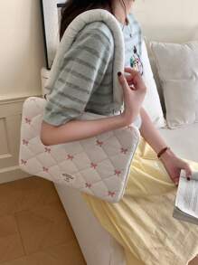 Laptop Bag Cute Bow Embroidered Storage Handbag 13/14 Inches 15/15.6 Inches Portable Shoulder Laptop Bag Laptop Case Laptop Sleeve Computer Case Case Computer Bag Laptop Cover Ipad Bag Classroom School Mac Book Teacher Laptop Bag Women College Winter Holiday - Multicolor - View 16