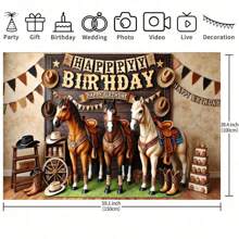 1PC Vintage 3D Horse Pattern Polyester Photography Background Party Banner, Party Supplies, Party Decorations, Suitable For Festivals And Party Decorations Suitable For Various Celebrations, Indoor And Outdoor Decoration Background Cloth, Photography Studio Background Cloth, Reusable, Multi-Function, Multi-Size.