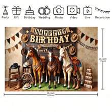 1PC Vintage 3D Horse Pattern Polyester Photography Background Party Banner, Party Supplies, Party Decorations, Suitable For Festivals And Party Decorations Suitable For Various Celebrations, Indoor And Outdoor Decoration Background Cloth, Photography Studio Background Cloth, Reusable, Multi-Function, Multi-Size.