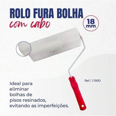 Rolo Fura Bolha 18mm C/ Suporte P/ Eliminar Bolhas de Pinturas