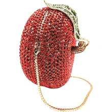 Women Cute Apple Shape Evening Clutch Glitter Rhinestone Diamond Handbag Party Prom Banquet Purse - Red 1 - 查看 5
