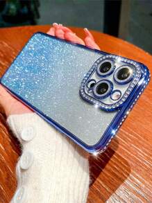 奢华水钻电镀银色手机壳，兼容 17 16E 15 14 13 12 11 X XS Max XR Pro Plus，Galaxy A02S-A07 A12-A17 A22-A26 A32-A36 A50-A56 S20-S25，荣耀 Magic，Reno 及其他智能手机 - 藍色 - 查看 4