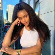 360 Lace Front Wigs Kinky Straight Wig Lace Front Wigs Human Hair 180% Density Transparent Lace Front Wigs Brazilian Virgin Human Hair Yaki Straight Human Hair Wigs For Women Natural Black 24 Inch - Natural & Black - View 8