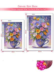 Nuevo Kit de Pintura de Diamantes 5D con ramo de flores, arte floral colorido de diamantes completos DIY mosaico, punto de cruz para decoración de pared del hogar y regalo - Multicolor - Ver 2