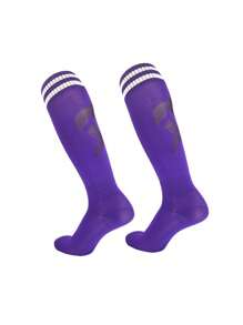 1 Pair Kids Striped Over-The-Knee Sports Socks, Moisture-Wicking Breathable Football Socks, Suitable For Children Basketball Football Training, Running Outdoor Activities - Multicolor - View 17