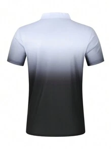 Ensemble 2 pièces casual pour hommes, polo à zip avec imprimé dégradé et shorts d'été, confortable pour le port quotidien casual