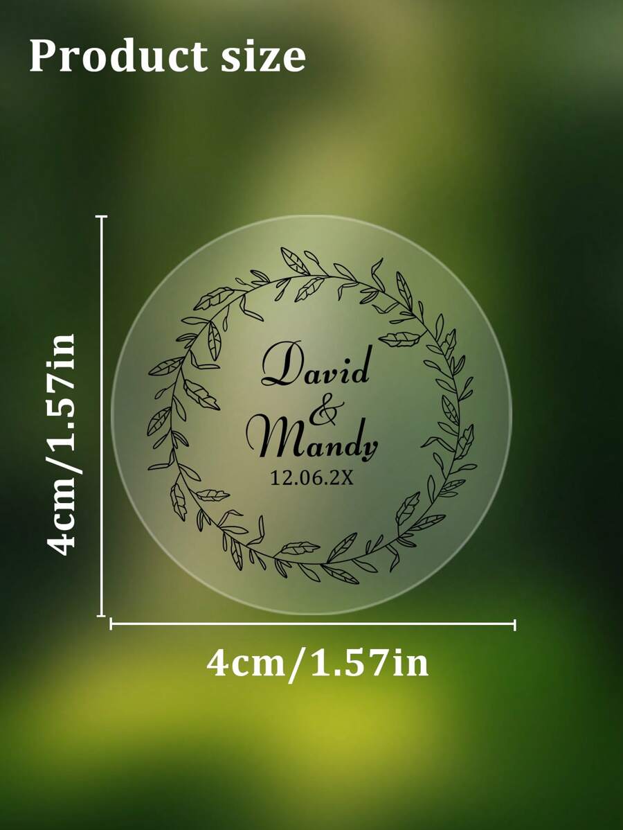 54pcs Customized Wedding Stickers, Personalized Labels - Custom Stickers With Text And Date, Waterproof Stickers, Personalized Transparent Labels, Custom-Made Clear Adhesive Circular Stickers For Elegant Celebrations, Perfect For Invitations & Favors, Customizable, Custom Labels Stickers, Business, Mom, Family