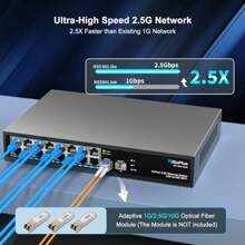 10 Port 2.5Gb Unmanaged Ethernet Switch 8 2.5G Base-T Ports 2 10G SFP+ Ports Fanless Design Plug And Play For NAS PC WiFi6 Router Wireless AP - as pic - View 3