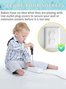 New Child Safety Anti Electric Shock Safety Socket Cover, Baby Safety Power Socket Protection Cover - White - View 8