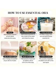 30ml Essential Oils Set, Refill Oils For Aroma Diffuser & Humidifier, Scents: White Tea, Midnight In Paris, Sheraton, Jasmine, Cherry Blossom, Lavender, Vanilla