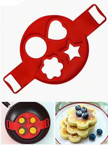 1pc Silicone Egg Ring Mold, Non-Stick Pancake Maker Baking Mold For Omelette Shaping - Red - View 6